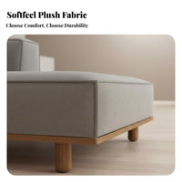 Minimalist Design Upholstered Chaise with Wooden Frame Thick Padded padding Lounge Chair Ergonomic Backrest Living Room Seating exceptionallySoft Fabric for Apartment Dwellers, Tall People, Bedroom, perusing reading area, Guesthouse, Home Office