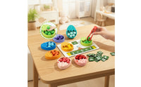 Educational Dinosaur Egg Counting Board Color Matching Wooden Counting Board with Beads Child-Led Dinosaur Egg Toy Sensory for Preschoolers