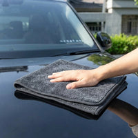 Large Car Drying Towel with Microfiber Cloths, Gray Multi-Purpose Car Wash Towel for Streakless Drying, Bound Edges for Household Detailing