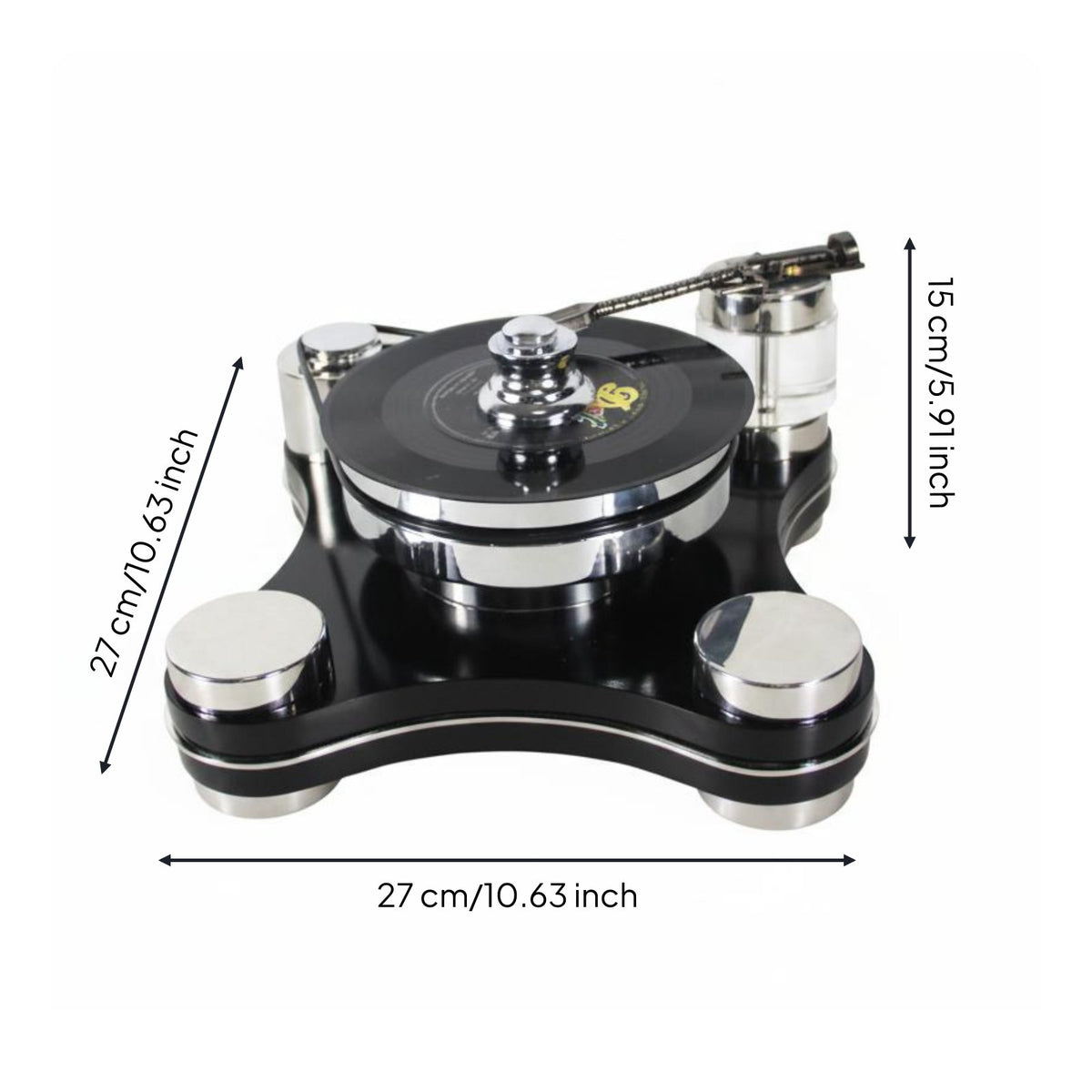 Minimalist Audio Disc Player Decor Modern Vinyl Turntable Ornament Stainless Steel Look Turntable Ornament Decorative Display Piece for Showroom, Hotel Lobby, Club