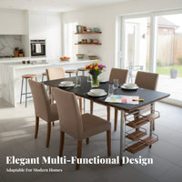 Rectangular Wood-Frame Dining Set Sintered Stone surface Table and Chair set mid-20th centuryperiod Modern Design Home Furniture for Hosts, Dinner Parties