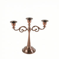 Vintage Taper Candlestick Holder Copper Candle Holder with Round Base Metal Candlestick with Round Base Stable for Centerpiece