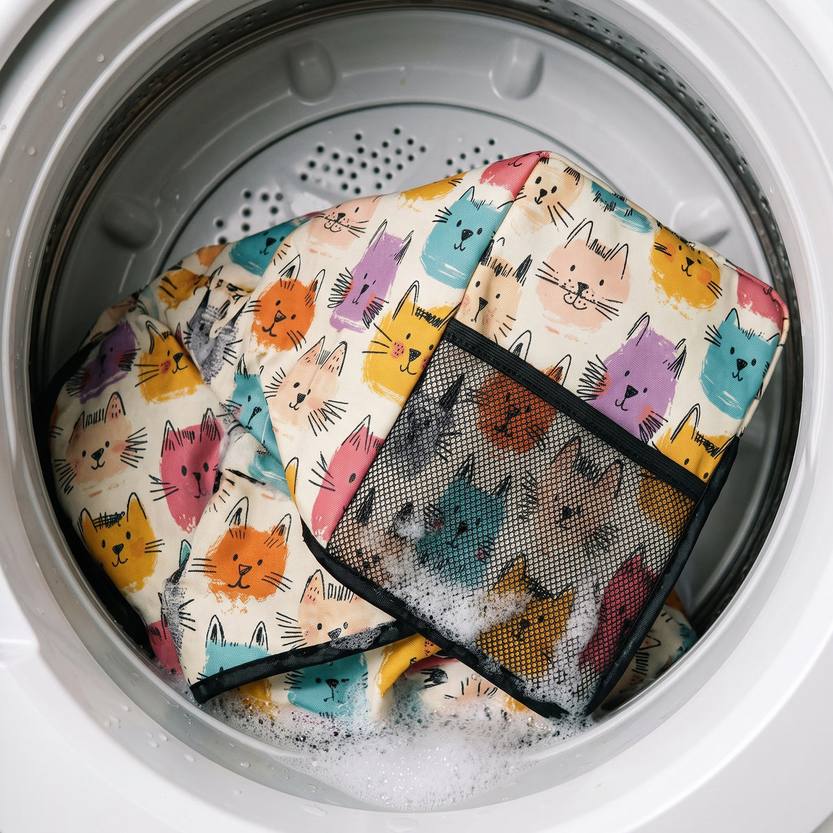 Sewing Machine Dust Cover with Cute Cat Print, Foldable Protective Cover for Home Sewing Machines