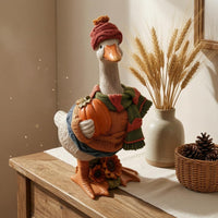 Pumpkin Duck Ornament Hand-Crafted Decorative Duck Figurine Resin Home Decoration