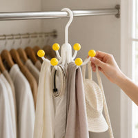 Rotating 6-Claw Hook Hanger for Cabinet Organization - Punch-Free Multi-functional Storage for Bags, Hats, and Underwear