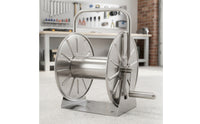 Stainless Steel Hose Reel Cart with Crank Handle Freestanding Metal Hose Cart Compact Hardware Portable for Patio