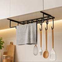 Kitchen Roll Holder for Kitchen, Modern Paper Roll Holder No Drilling, Hanging Kitchen Shelf for Pot Lids, Under-Cabinet Shelf