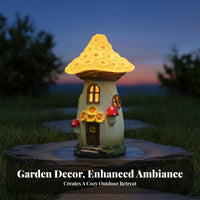 Automatic On/deactivate Solar Toadstool House Light Wireless Solar Toadstool House Weather-Resistant Resin Fairy Garden Light Waterproof for Patio, Lawn, Balcony, Pathway