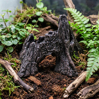 Rock Texture Reptile Hide Snake Hide, Resin Aquarium Cave for Small Reptiles and Geckos, Dark Brown Freestanding Rock Cave, 10cm Diameter, 1 Pack