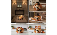 Skull-Faced Candy Jar Spooky Treat Jar Seasonal Container Festive for Entryway