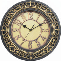 European-Style Vintage Wall Clock Ornate Round Wall Clock Openwork Frame Home Decor Cream-Colored Dial