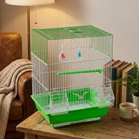 Small Bird Cage for Budgie Cage and Finch Cage, Rectangular Bird Cage with Removable Tray, 2 Feeders and 1 Perch for Parakeets Lovebirds Small