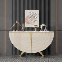 Sideboard with Textured Slab Top Khaki Sideboard Cabinet Minimalist Storage Cabinet with Shelves for Living Room, Entryway
