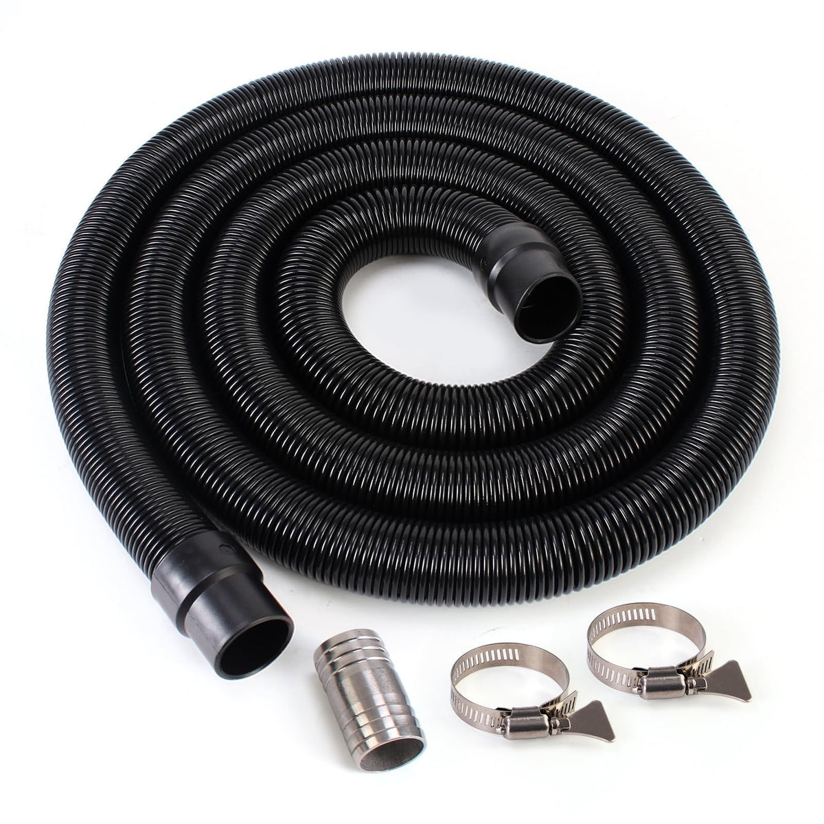 Flexible RV Sewer Hose Kit Corrugated Recreational Vehicle Drain Hose with Clamps Coiled Complete for Campers