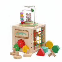 Early Learning Wooden Activity Cube Color Recognition Educational Busy Cube Safe and Sturdy for Children, Toddlers, Home, Preschool
