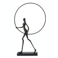 Metal Figurine with Marble Base Sculptural Sculpture with Marble Base Elegant Decorative Object for Living Room