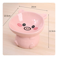 Ergonomic Design Ceramic Cat Bowl Whisker Friendly Cartoon Pet Dish Easy to Clean Raised Cat Bowl Long-Lasting for Cats, Kittens, Small Dogs