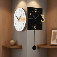 Double Sided Corner Wall Clock Geometric for Hallway, Entryway