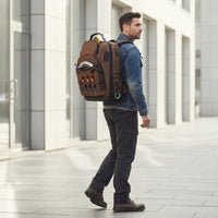 Multi-Pocket Tool Backpack Padded Tool Bag Backpack Long-Lasting Work Pack Adjustable for Electricians, Technicians, Job Site