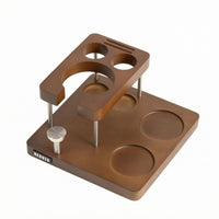 Wooden Puck Press Stand Rectangular Tamping Station Espresso Tool Holder Solid Wood Metal Tamping Base Stand