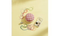 Handmade DIY Plaid Pincushion Wooden Base Pin Cushion for Tailors