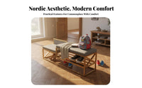 Minimalist Aesthetic Padded Shoe Rack with Seat Multi-Functional Design Upholstered Shoe Rack with Backrest Sturdy Frame Entryway Bench High Load Capacity for Families, Apartment Dwellers, Homeowners, Hallway, Mudroom, Bedroom, Closet