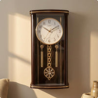 Pendulum Wall Clock Glossy Finish Home Decor Arabic Numerals