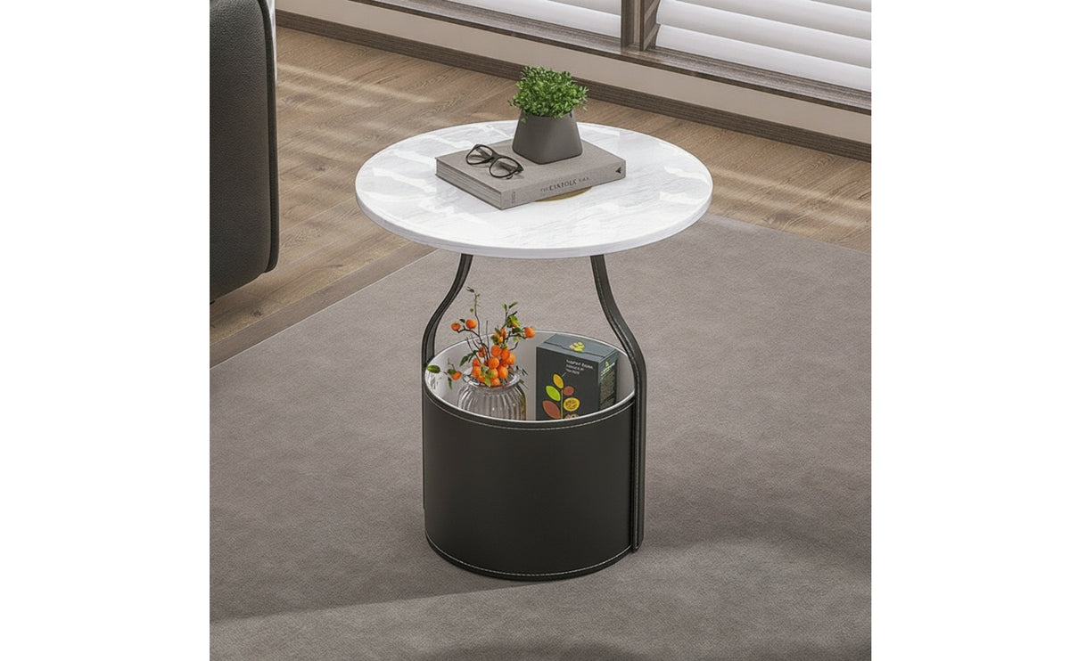 Round Side Table Contemporary Round End Table Compact Furniture for Living Room, Small Apartments, Reading Corners