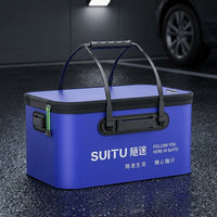 25L Folding Bucket Portable Car Wash Water Bucket with Zippered Lid EVA Round