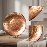 Glass Plate with Stand Round Decorative Plate Tabletop Decor for Shelf