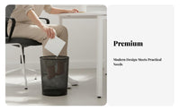 Metal Mesh Trash Can Anti-Rust Wire Mesh Wastebasket Round Uncovered Top Garbage Bin Large Capacity Round Metal Garbage Bin