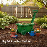 6 Pieces Child s' Gardening Wagon Set Educational Child S Wheelbarrow and Tools Imaginative Play children's Wheelbarrow and Tools for Preschoolers