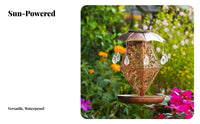 Solar birds Feeder lights Waterproof Solar birds Feeder Weather Resistant Vintage Hollow Garden Lantern for Outdoor, Patio, Yard