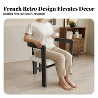 Solid Wood Frame Chair Light Luxury Design Solid Wood Desk Chair Ergonomic Curved Backrest Woven Cord Seat Armchair for Homeowners, Kitchen