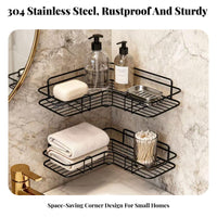 Adhesive Corner Holder Set Drill Installation Wire Corner Shelf No Wall Rack for Apartment Dwellers, Homeowners, Kitchen, RV, Countertop