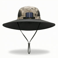 Solar Fan Hat Wide-Brim Hat with Solar Fan Lightweight for Anglers