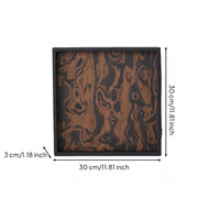 Leather-Edged Wood Tray Modern Rectangular Wooden Tray Decorative Serving Platter