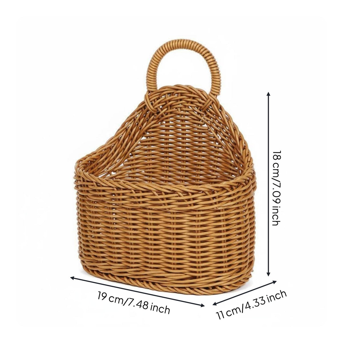 Imitation Rattan Hanging Basket Versatile Imitation Rattan Storage Basket Breathable Kitchen Produce Holder for Entryway, Washroom
