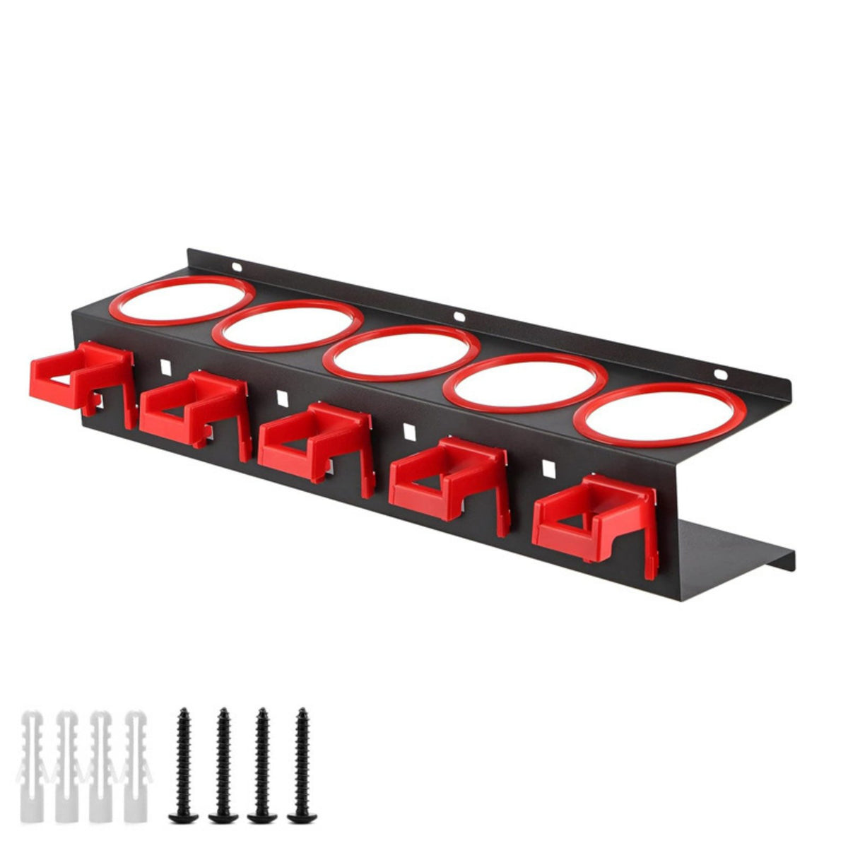5-Slot Spray Bottle Rack Multi-Hole Wall-Mounted Mount Spray Bottle Holder Space Saving for Workshop, Utility Room