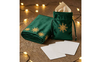 Gold Snowflake Motif Divination Tablecloth and Pouch Set Shiny Material Divination Cloth Set Stitched Edges Drawstring Pouch Smooth Texture