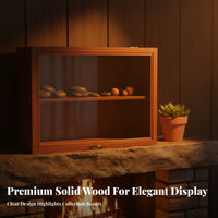 Storage Cabinet Solid Wood Frame Figurine Display Case Standing Dustproof Display Case for Collectors, Adults, Desktop, Bedroom, Office