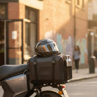 Large Capacity Scooter Backrest Bag Easy Installation Electric Bike Tail Bag Reflective Strips Vehicle Accessory Carbon Fiber Texture for Motorcyclists