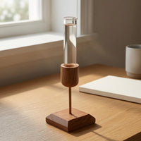 Desktop Glass Test Tube Vase Vertical Design Wood and Glass Vase Compact Size Home Decor