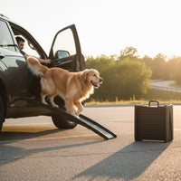 Pet Ramp Tri Fold Non Slip Surface Supports 165 Lbs for Suvs