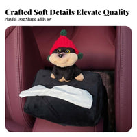 Cute Design Cartoon Dog Tissue Dispenser Decorative Soft Creature Tissue Box Great Gift Idea for Drivers, Families, Travel, Home