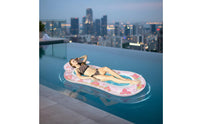 Thickened PVC Sequin Floral Water Lounger Quick Inflate/Deflate Inflatable Mesh Pool Buoy Comfortable Inflatable Pool Lounger Portable for Adults, Beach, Vacation, Lake, Summer Party