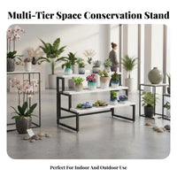 Movable with Wheels Tiered Plant Ladder Stepped Layout 3-Tier Plant Stand Locking Casters Flower Rack Multipurpose for Florists, Gardeners, Homeowners, Balcony, Outdoor, Indoor, Living Room