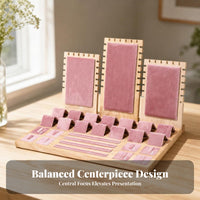 Band and Earring Display Stand Sloped Suede-Like Wood Jewelry Display Rack