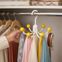 Rotating 6-Claw Hook Hanger for Cabinet Organization - Punch-Free Multi-functional Storage for Bags, Hats, and Underwear