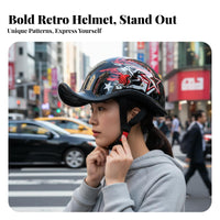 Motorcycle Half Helmet Breathable Liner Vintage Half Helmet Comfortable for Motorcyclist S, Adults, Street Riding, Daily Commute, Cruising